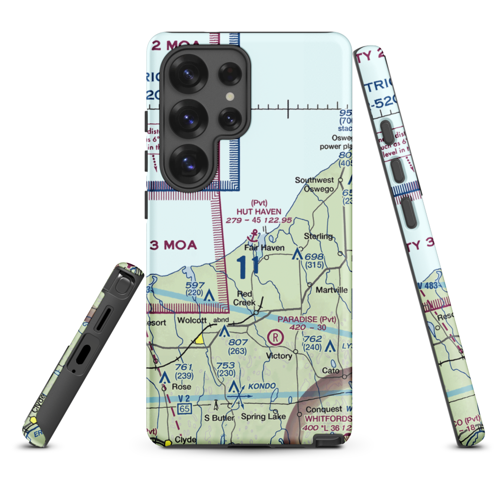 Hut Haven Seaplane Base (77NY) VFR Sectional Samsung Phone Case Samsung Galaxy S25 Ultra model shown
