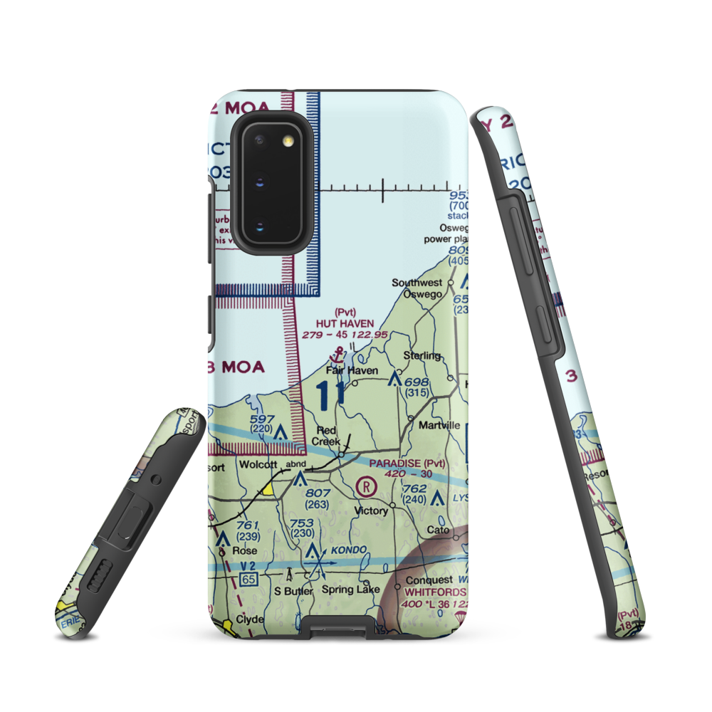 Hut Haven Seaplane Base (77NY) VFR Sectional Samsung Phone Case Samsung Galaxy S20 model shown