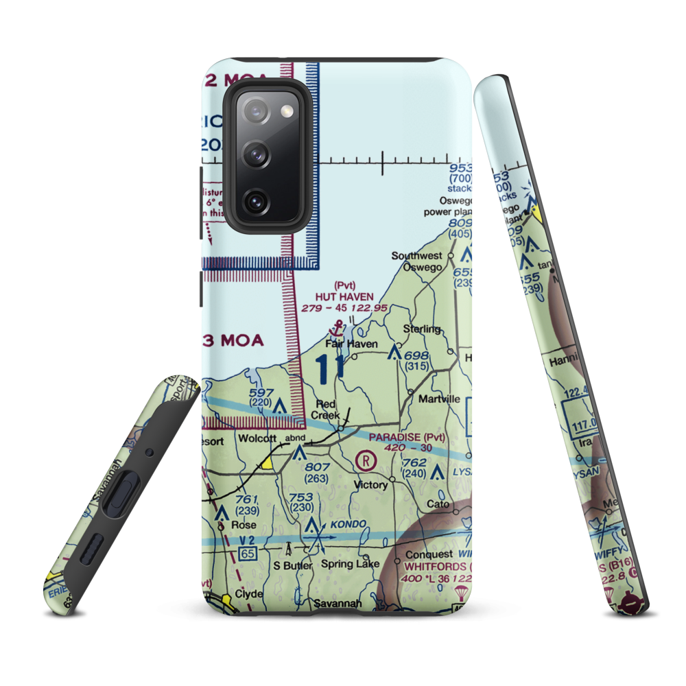 Hut Haven Seaplane Base (77NY) VFR Sectional Samsung Phone Case Samsung Galaxy S20 FE model shown