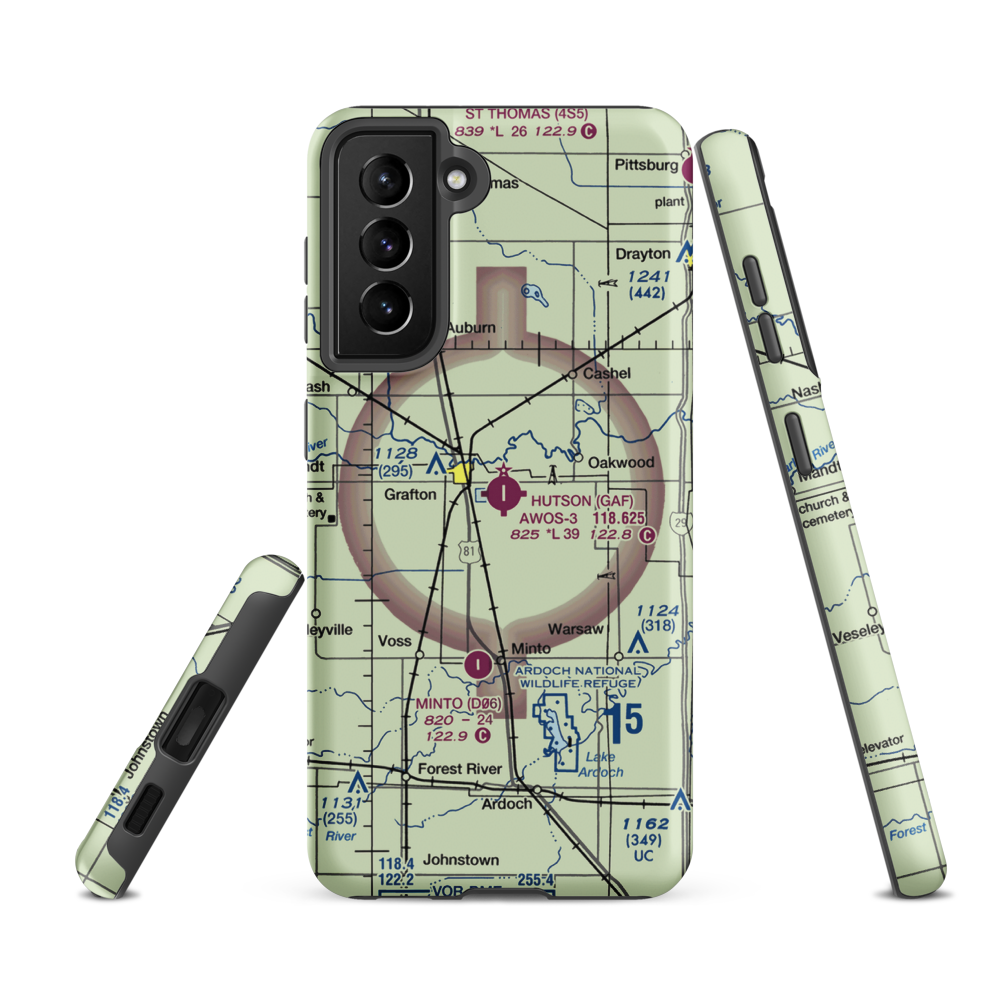 Hutson Field (GAF) VFR Sectional Samsung Phone Case Samsung Galaxy S21 FE model shown