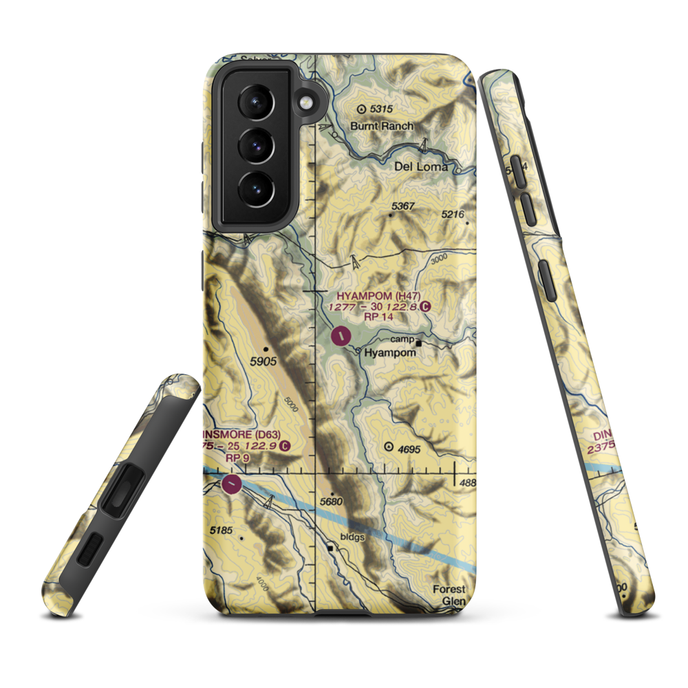 Hyampom Airport (H47) VFR Sectional Samsung Phone Case Samsung Galaxy S21 Plus model shown