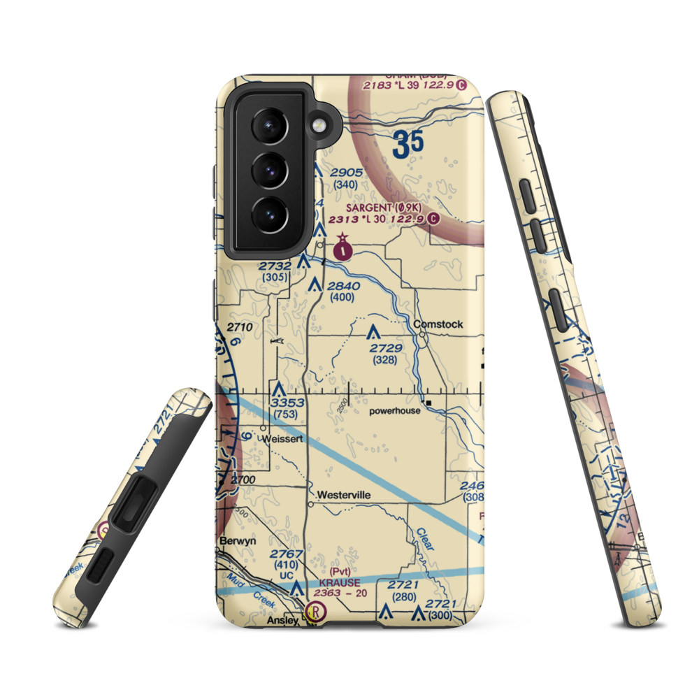 Hyde Ranch Airport (03NE) VFR Sectional Samsung Phone Case Samsung Galaxy S21 FE model shown