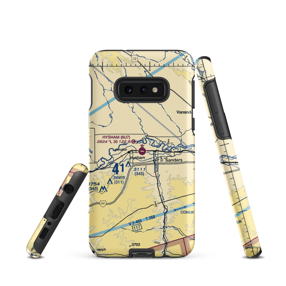 Hysham Airport (6U7) VFR Sectional Samsung Phone Case Samsung Galaxy S10e model shown