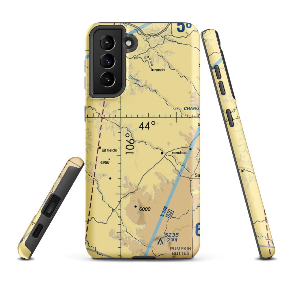 Iberlin Ranch Nr 1 Airport (WY22) VFR Sectional Samsung Phone Case Samsung Galaxy S21 Plus model shown