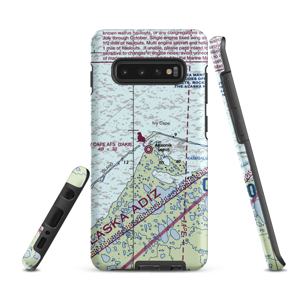 Icy Cape Afs Airport (2AK8) VFR Sectional Samsung Phone Case Samsung Galaxy S10 Plus model shown