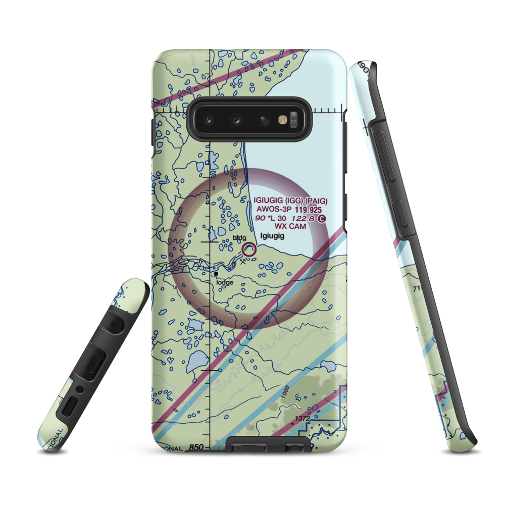 Igiugig Airport (IGG) VFR Sectional Samsung Phone Case Samsung Galaxy S10 Plus model shown