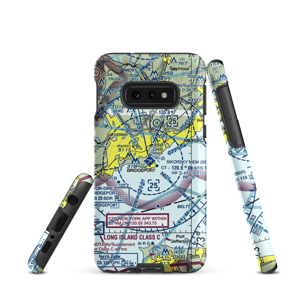 Igor I Sikorsky Memorial Airport (BDR) VFR Sectional Samsung Phone Case Samsung Galaxy S10 Plus model shown