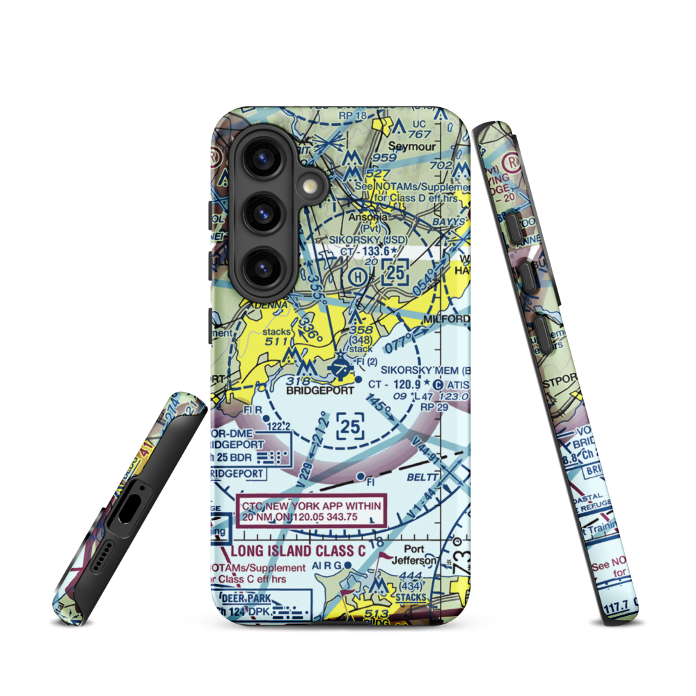 Igor I Sikorsky Memorial Airport (BDR) VFR Sectional Samsung Phone Case Samsung Galaxy S24 model shown