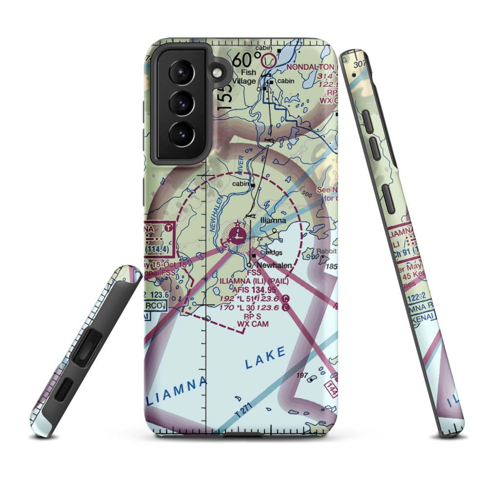 Iliamna Airport (ILI) VFR Sectional Samsung Phone Case Samsung Galaxy S21 Plus model shown