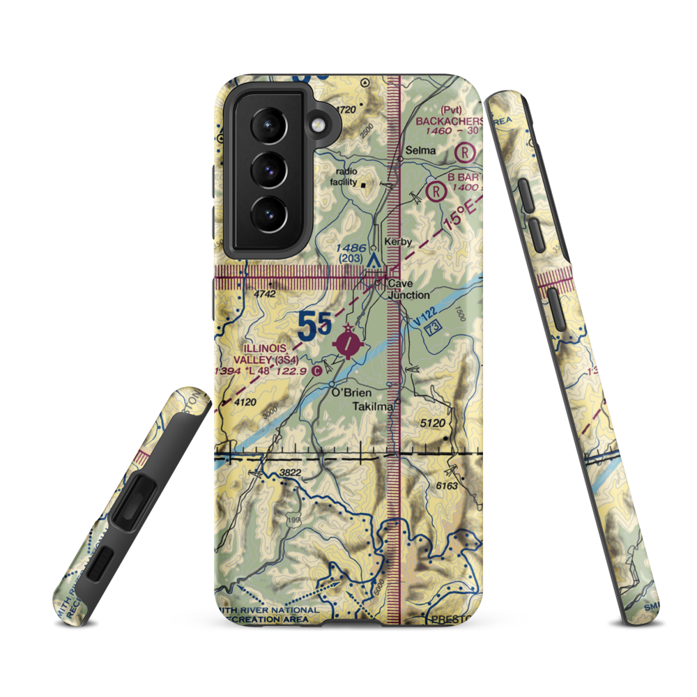 Illinois Valley Airport (3S4) VFR Sectional Samsung Phone Case Samsung Galaxy S21 FE model shown