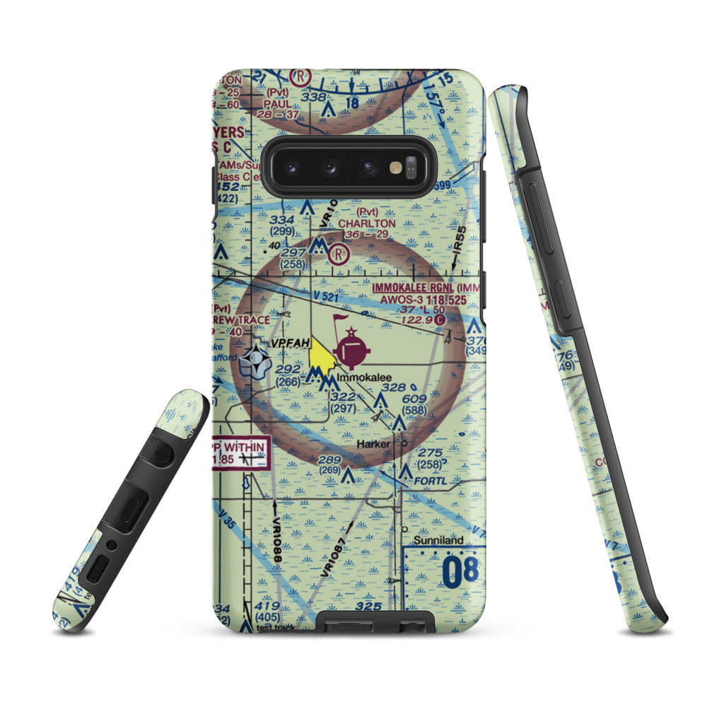 Immokalee Regional Airport (IMM) VFR Sectional Samsung Phone Case Samsung Galaxy S10 Plus model shown