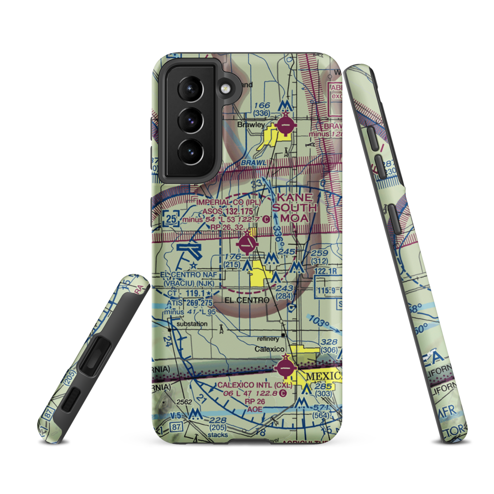 Imperial County Airport (IPL) VFR Sectional Samsung Phone Case Samsung Galaxy S21 FE model shown