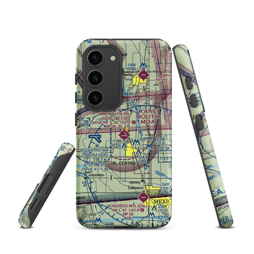 Imperial County Airport (IPL) VFR Sectional Samsung Phone Case Samsung Galaxy S23 model shown
