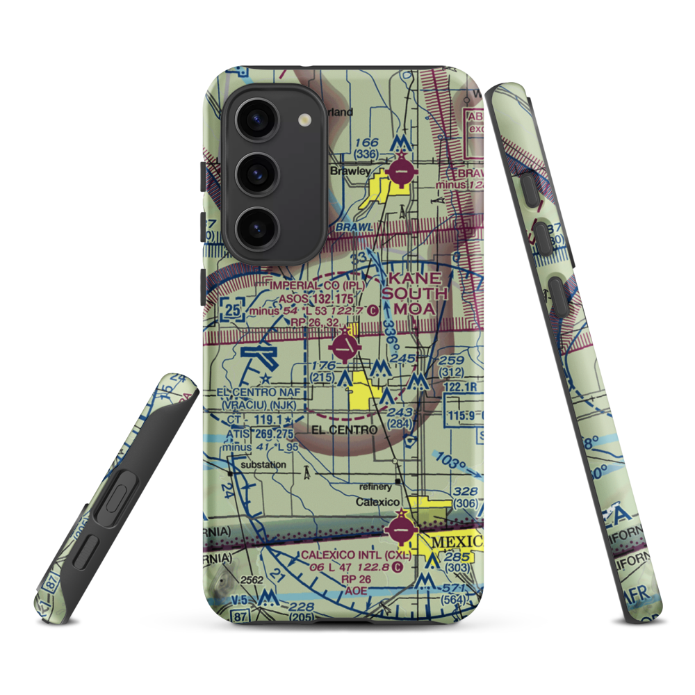 Imperial County Airport (IPL) VFR Sectional Samsung Phone Case Samsung Galaxy S23 Plus model shown