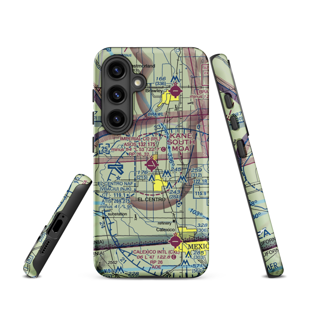 Imperial County Airport (IPL) VFR Sectional Samsung Phone Case Samsung Galaxy S24 model shown