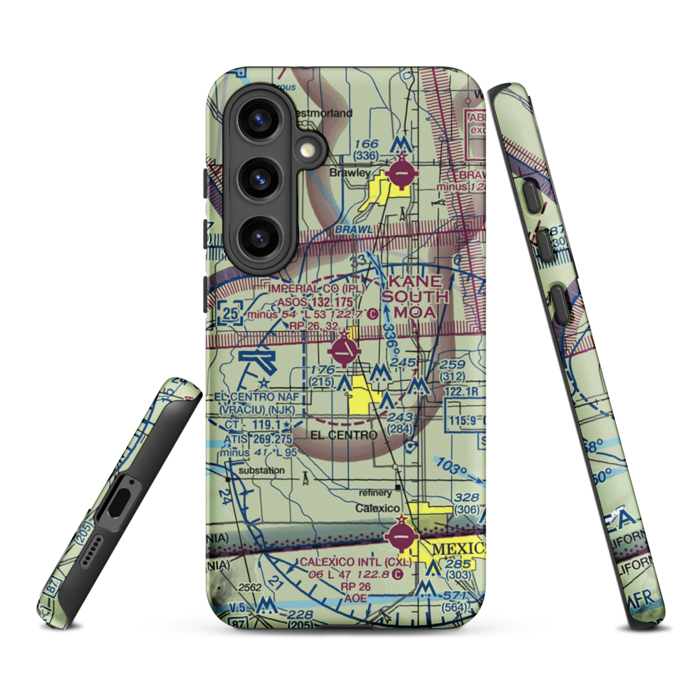 Imperial County Airport (IPL) VFR Sectional Samsung Phone Case Samsung Galaxy S24 Plus model shown