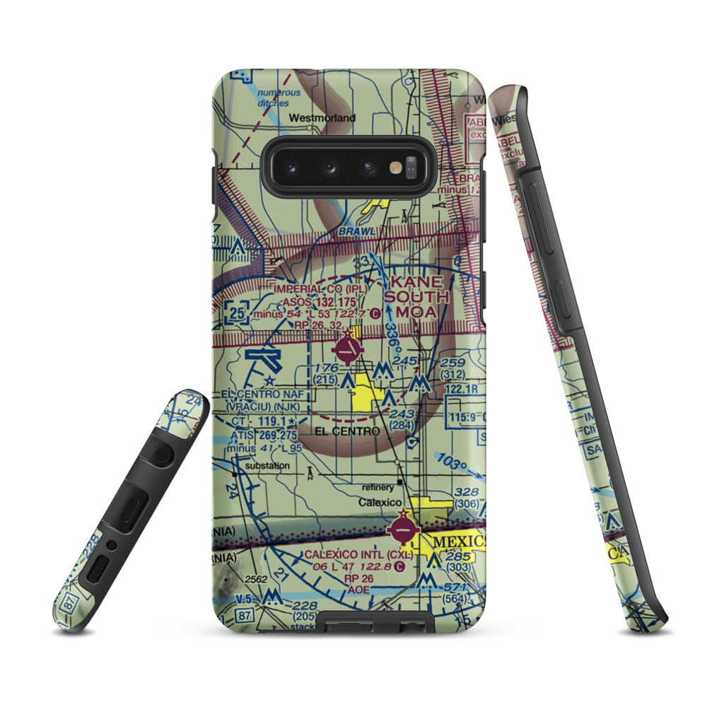 Imperial County Airport (IPL) VFR Sectional Samsung Phone Case Samsung Galaxy S10 Plus model shown