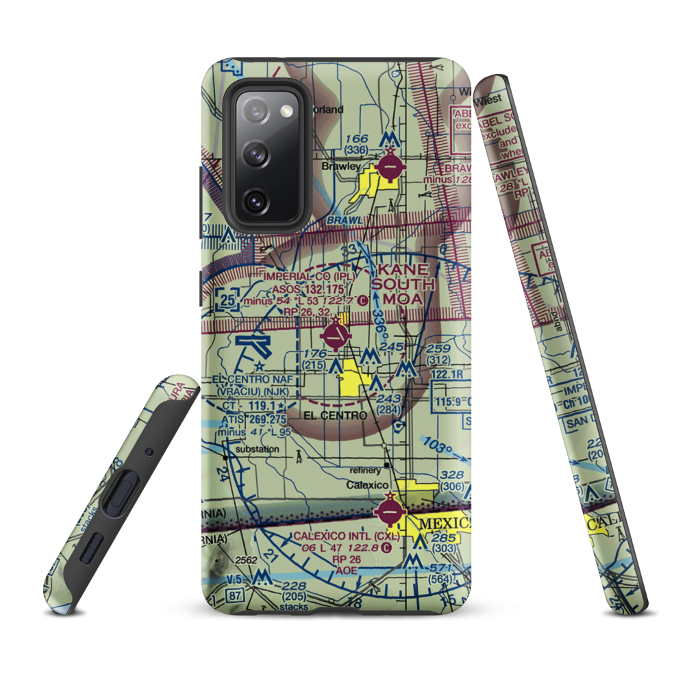 Imperial County Airport (IPL) VFR Sectional Samsung Phone Case Samsung Galaxy S20 FE model shown