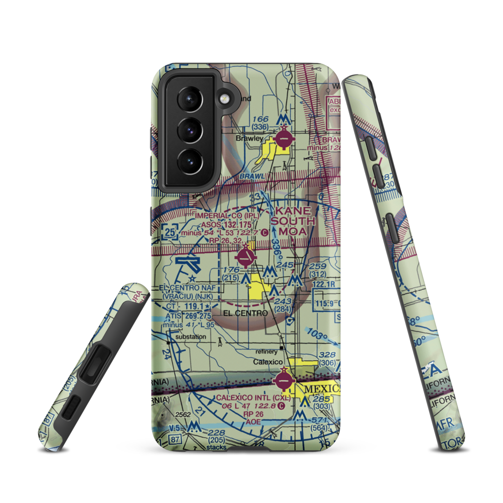 Imperial County Airport (IPL) VFR Sectional Samsung Phone Case Samsung Galaxy S21 model shown