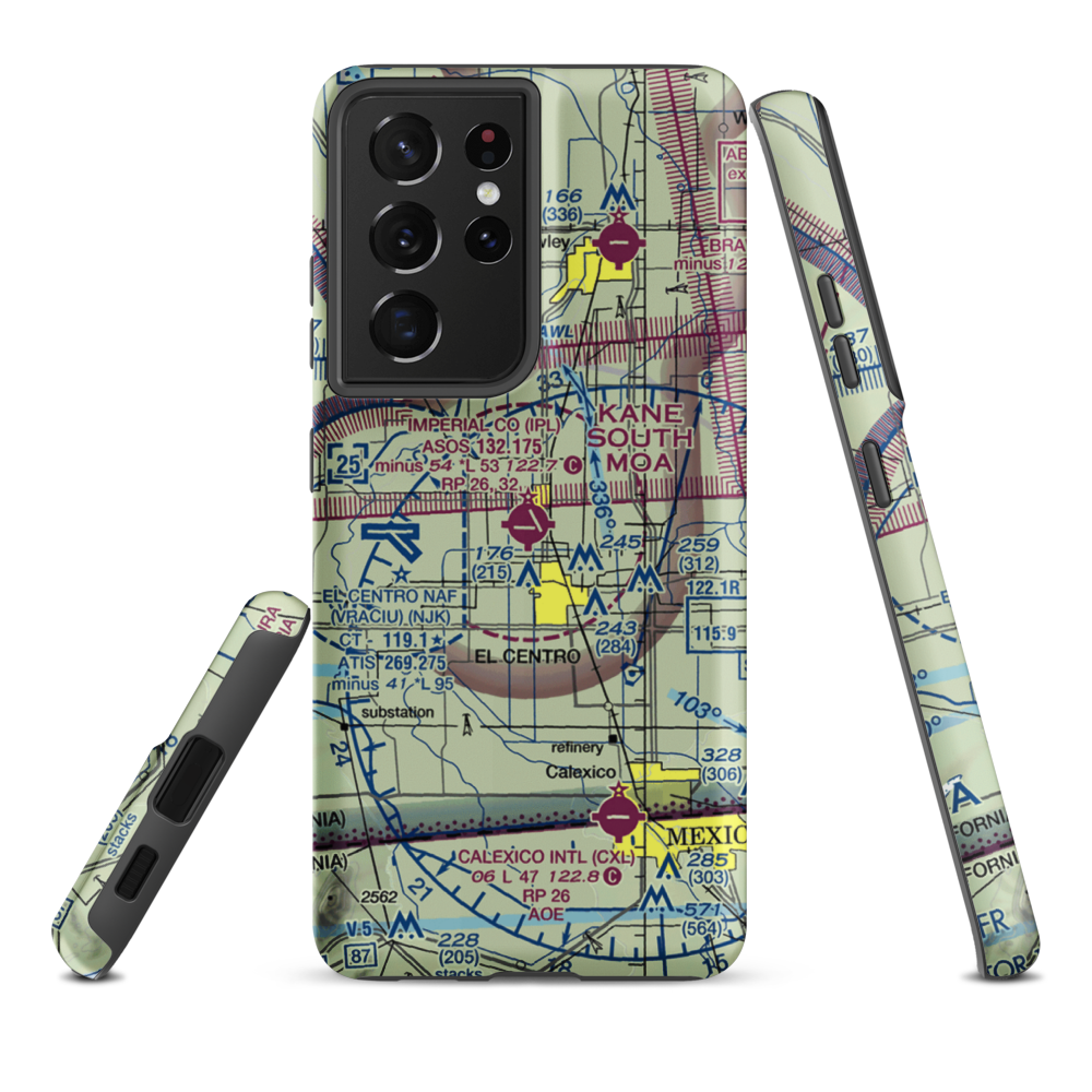 Imperial County Airport (IPL) VFR Sectional Samsung Phone Case Samsung Galaxy S21 Ultra model shown