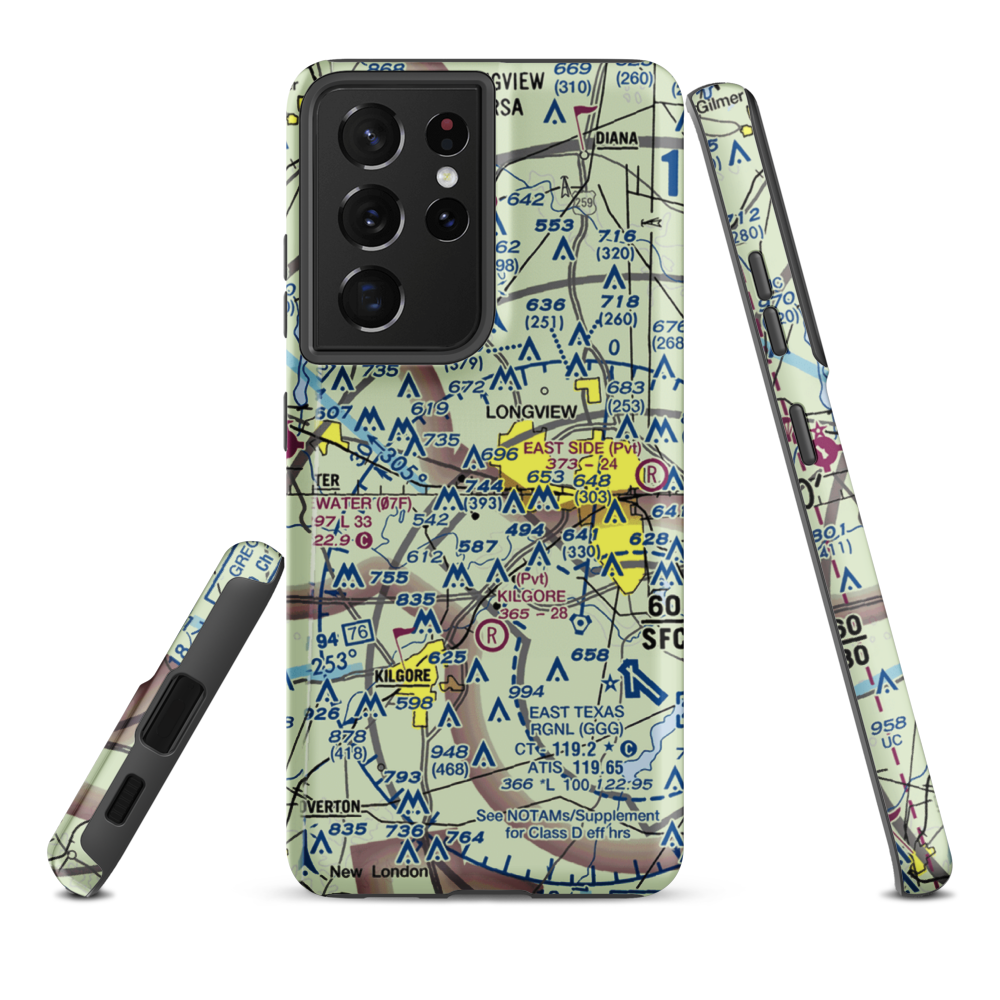In The Trenches Airport (XS02) VFR Sectional Samsung Phone Case Samsung Galaxy S21 Ultra model shown