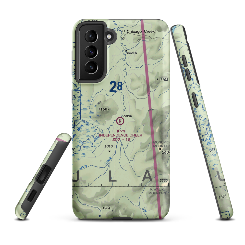 Independence Creek Airport (2AK9) VFR Sectional Samsung Phone Case Samsung Galaxy S21 Plus model shown