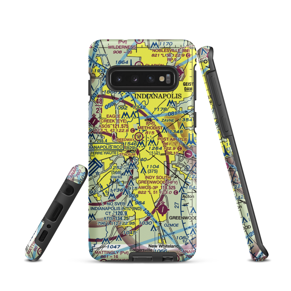 Indianapolis Downtown Heliport (8A4) VFR Sectional Samsung Phone Case Samsung Galaxy S10 model shown