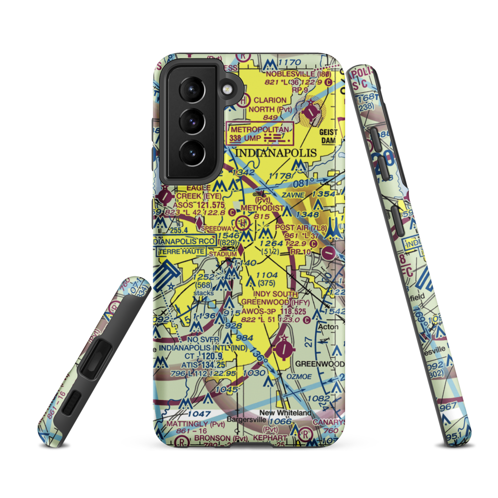Indianapolis Downtown Heliport (8A4) VFR Sectional Samsung Phone Case Samsung Galaxy S21 FE model shown