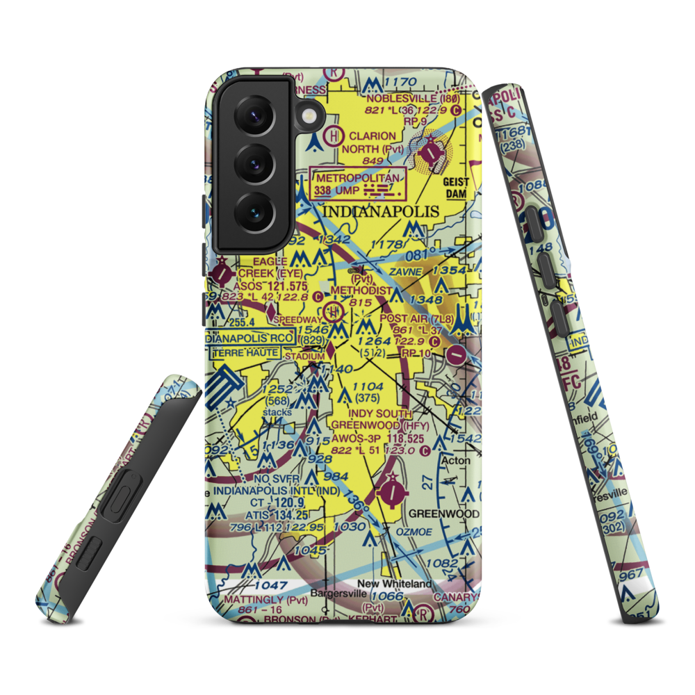 Indianapolis Downtown Heliport (8A4) VFR Sectional Samsung Phone Case Samsung Galaxy S22 Plus model shown