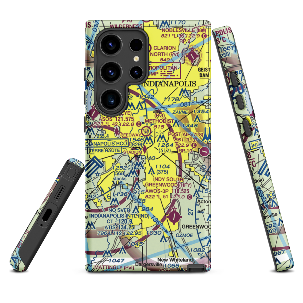 Indianapolis Downtown Heliport (8A4) VFR Sectional Samsung Phone Case Samsung Galaxy S24 Ultra model shown