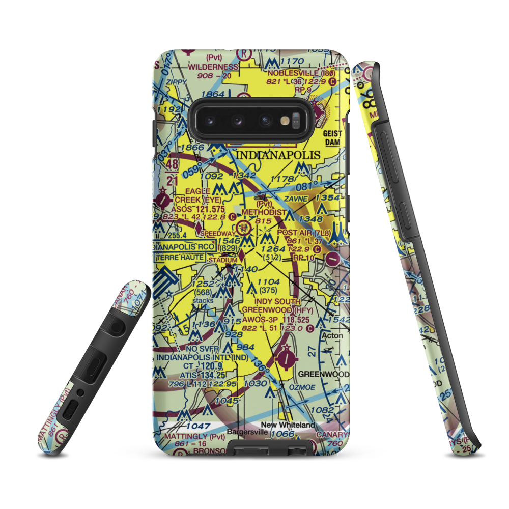 Indianapolis Downtown Heliport (8A4) VFR Sectional Samsung Phone Case Samsung Galaxy S10 Plus model shown