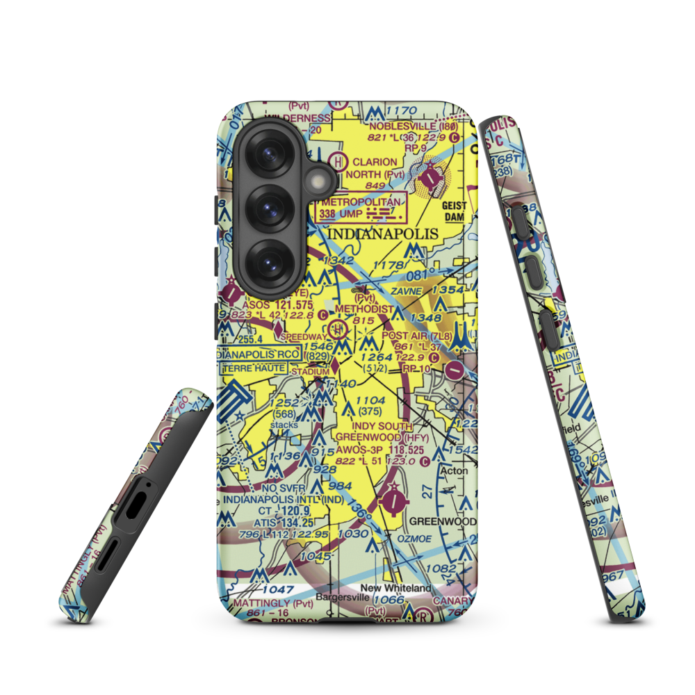Indianapolis Downtown Heliport (8A4) VFR Sectional Samsung Phone Case Samsung Galaxy S25 model shown