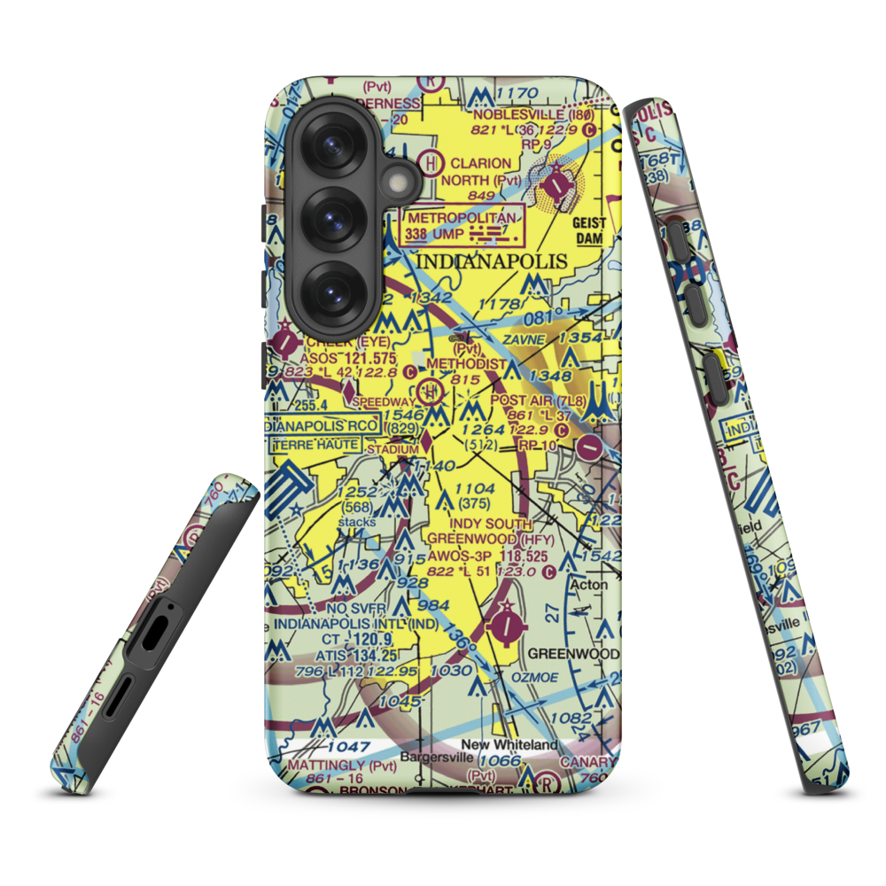 Indianapolis Downtown Heliport (8A4) VFR Sectional Samsung Phone Case Samsung Galaxy S25 Plus model shown