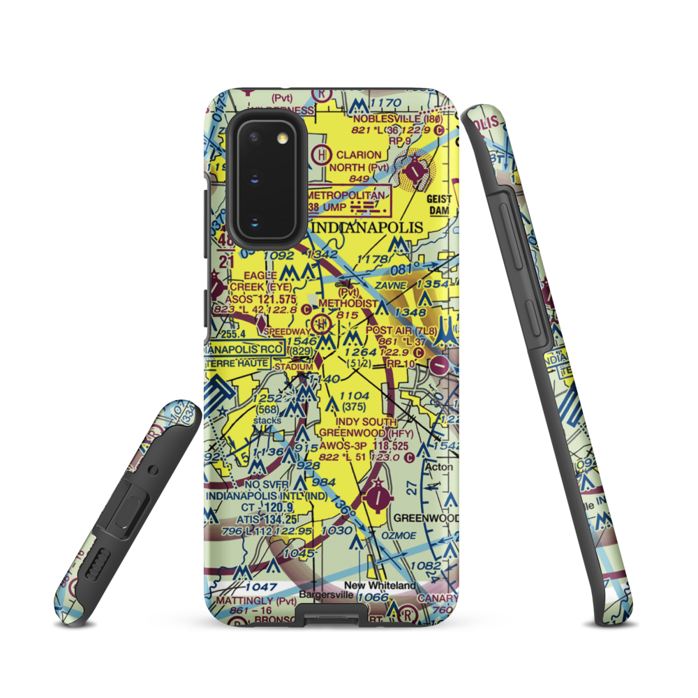 Indianapolis Downtown Heliport (8A4) VFR Sectional Samsung Phone Case Samsung Galaxy S20 model shown