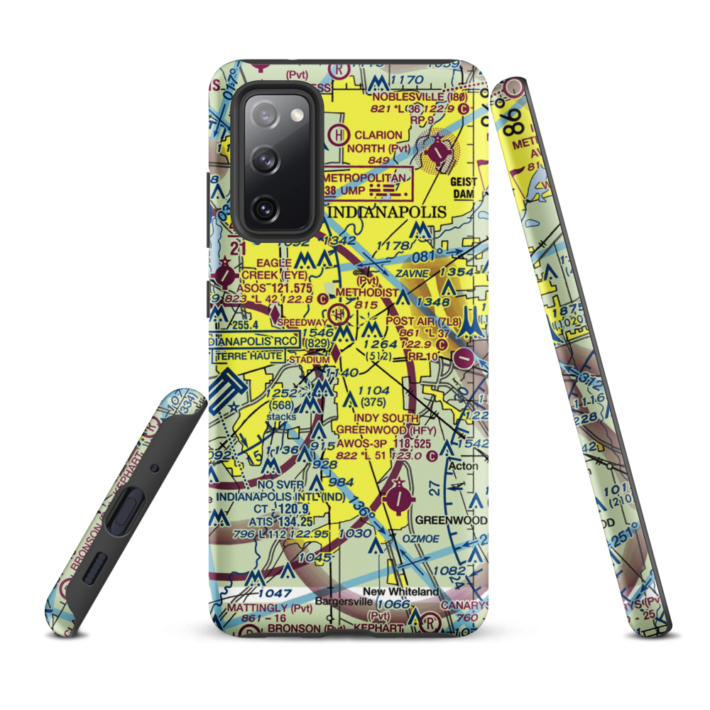 Indianapolis Downtown Heliport (8A4) VFR Sectional Samsung Phone Case Samsung Galaxy S20 FE model shown