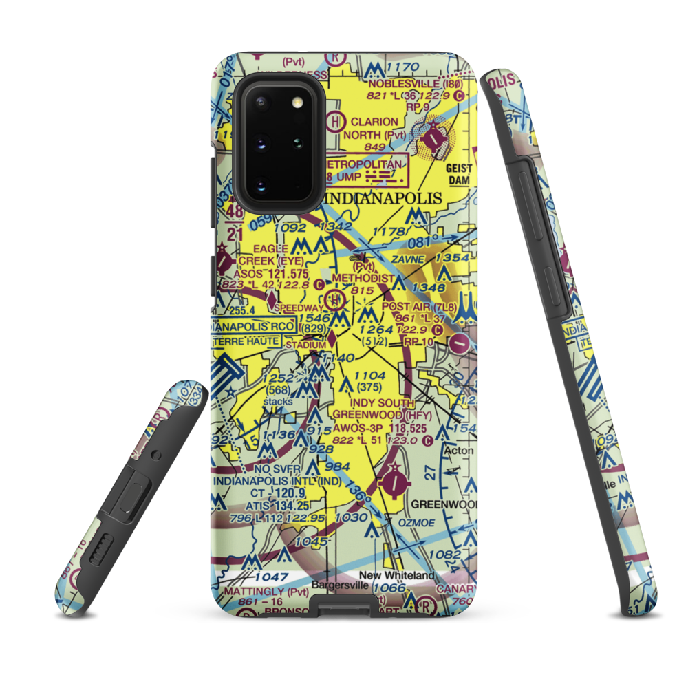 Indianapolis Downtown Heliport (8A4) VFR Sectional Samsung Phone Case Samsung Galaxy S20 Plus model shown