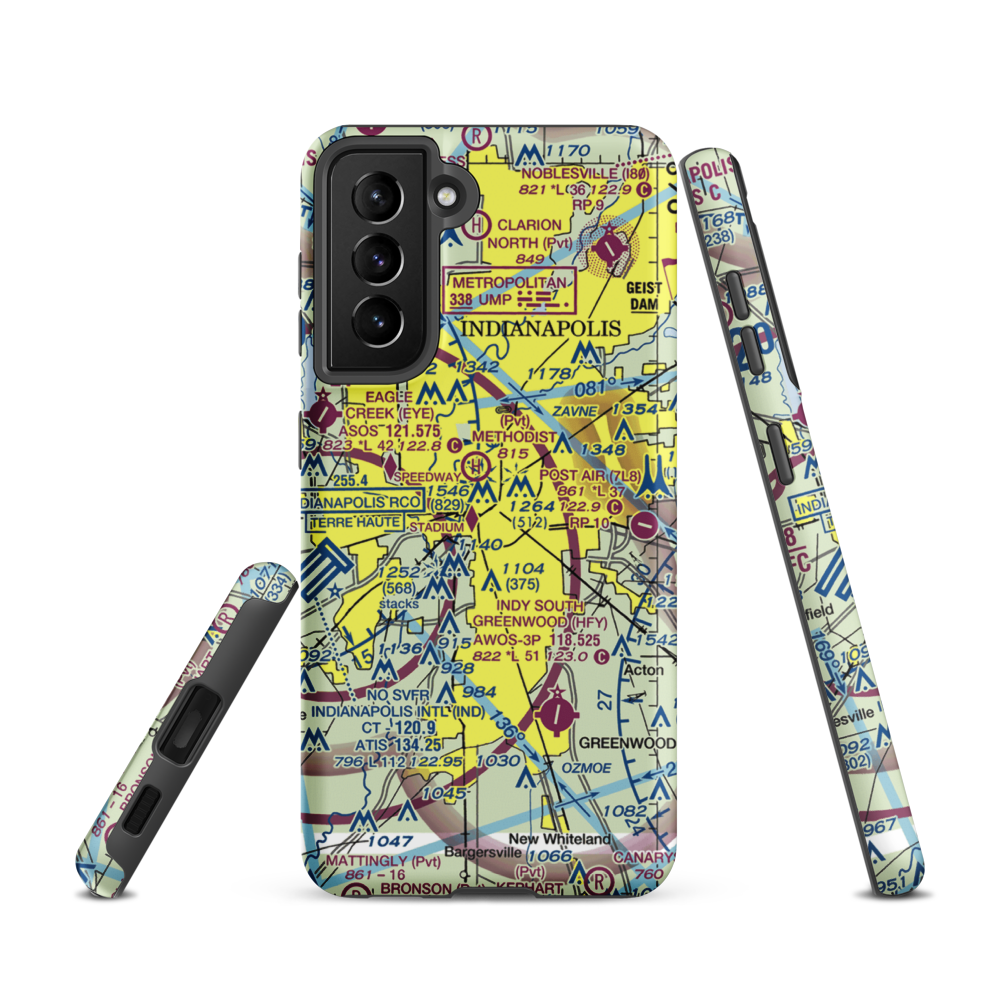 Indianapolis Downtown Heliport (8A4) VFR Sectional Samsung Phone Case Samsung Galaxy S21 model shown