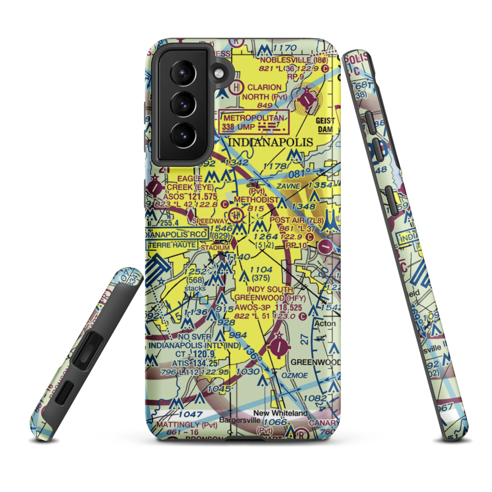 Indianapolis Downtown Heliport (8A4) VFR Sectional Samsung Phone Case Samsung Galaxy S21 FE model shown