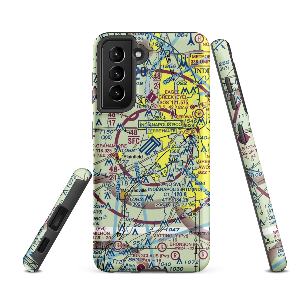 Indianapolis International Airport (IND) VFR Sectional Samsung Phone Case Samsung Galaxy S21 FE model shown