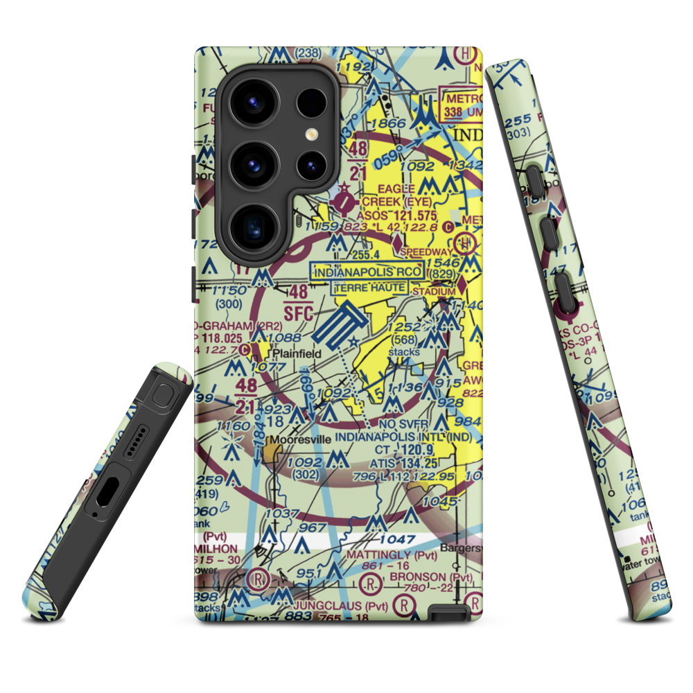 Indianapolis International Airport (IND) VFR Sectional Samsung Phone Case Samsung Galaxy S24 Ultra model shown