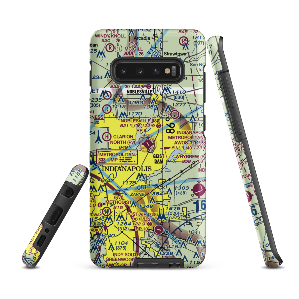 Indianapolis Metropolitan Airport (UMP) VFR Sectional Samsung Phone Case Samsung Galaxy S10 Plus model shown