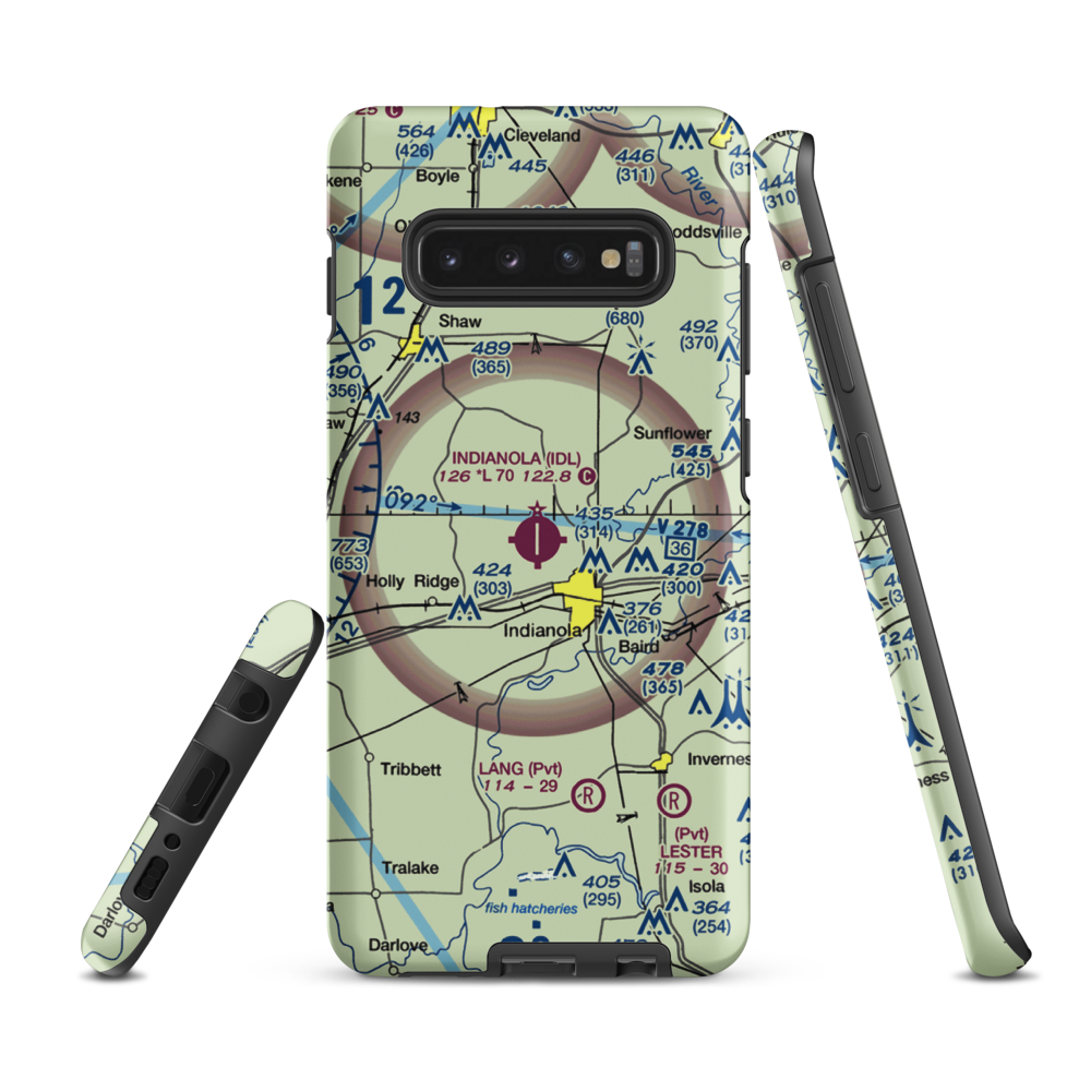 Indianola Municipal Airport (IDL) VFR Sectional Samsung Phone Case Samsung Galaxy S10 Plus model shown