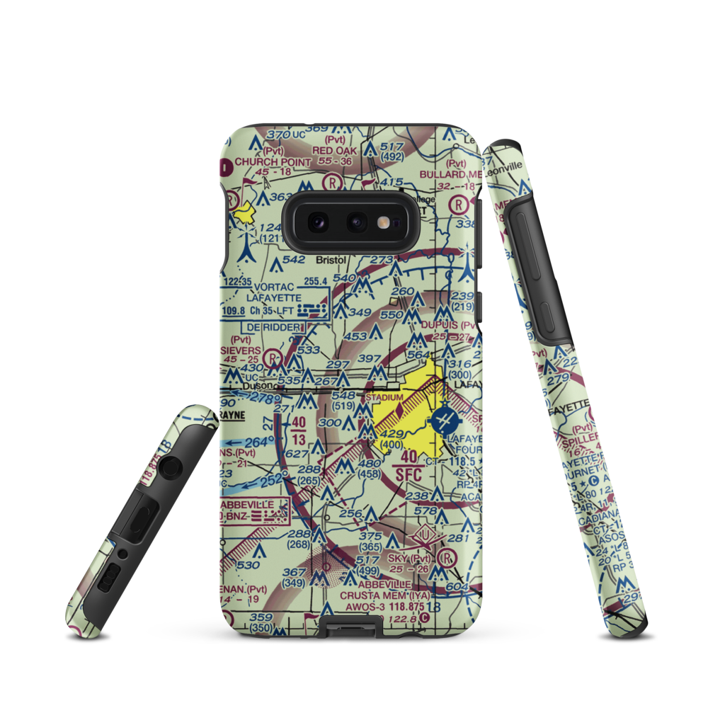 Industrial Helicopters Inc. Airport (10LA) VFR Sectional Samsung Phone Case Samsung Galaxy S10e model shown