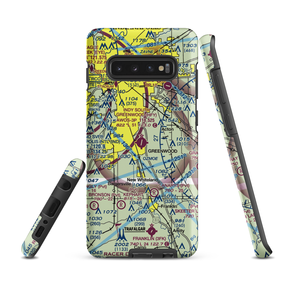 Indy South Greenwood Airport (HFY) VFR Sectional Samsung Phone Case Samsung Galaxy S10 Plus model shown