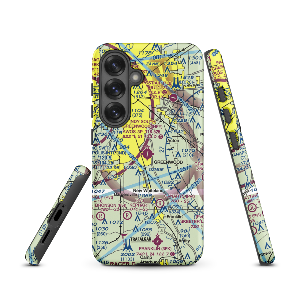Indy South Greenwood Airport (HFY) VFR Sectional Samsung Phone Case Samsung Galaxy S25 model shown