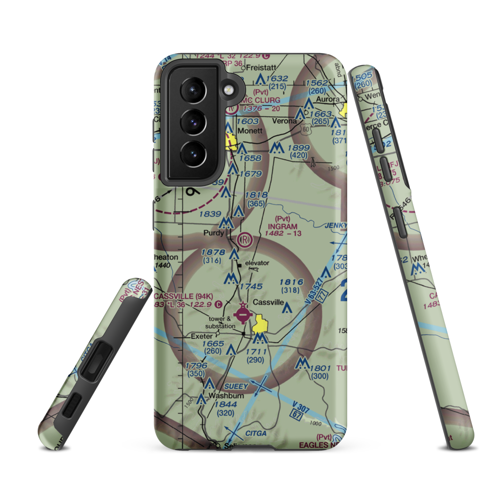 Ingram Private Airport (MU41) VFR Sectional Samsung Phone Case Samsung Galaxy S21 FE model shown