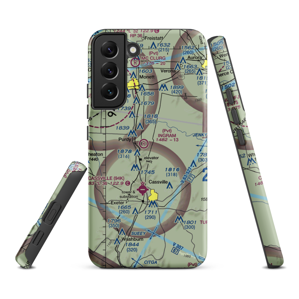 Ingram Private Airport (MU41) VFR Sectional Samsung Phone Case Samsung Galaxy S22 Plus model shown