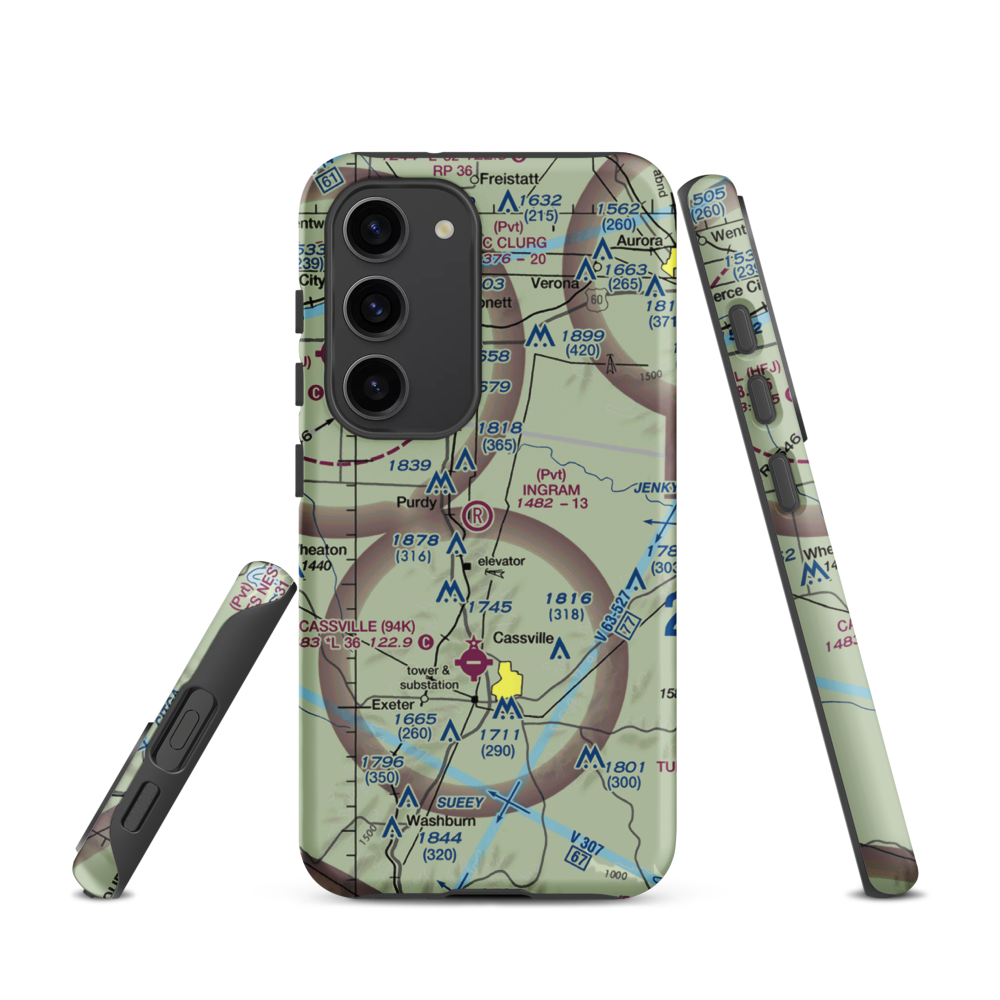 Ingram Private Airport (MU41) VFR Sectional Samsung Phone Case Samsung Galaxy S23 model shown