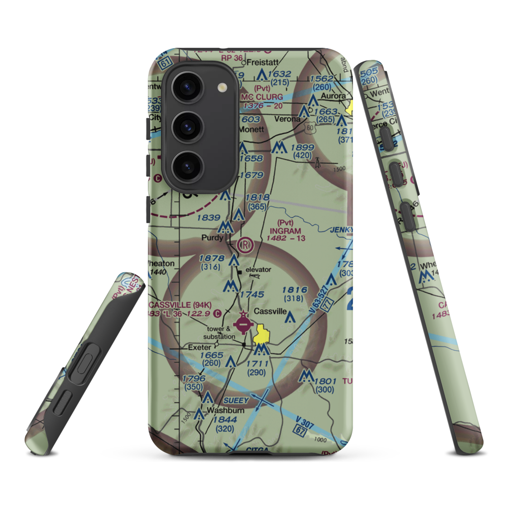 Ingram Private Airport (MU41) VFR Sectional Samsung Phone Case Samsung Galaxy S23 Plus model shown