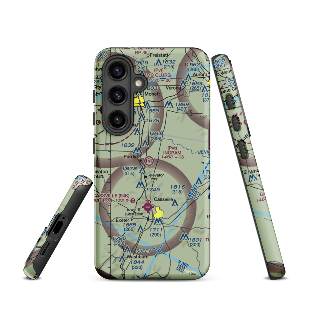 Ingram Private Airport (MU41) VFR Sectional Samsung Phone Case Samsung Galaxy S24 model shown